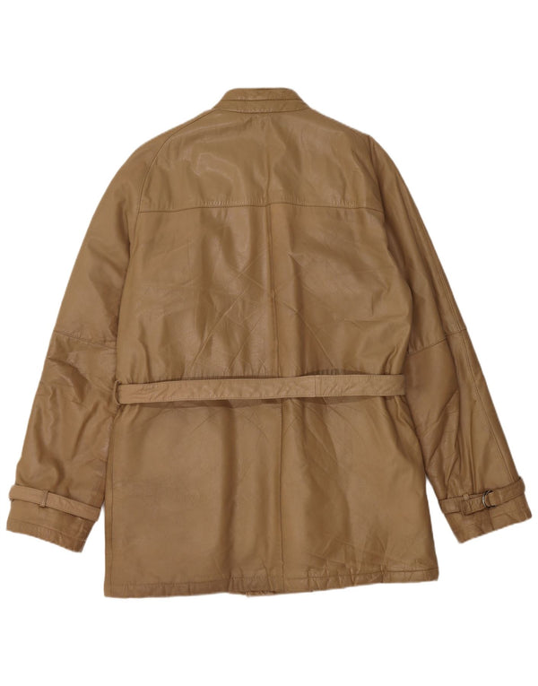 Vintage Herre Læderjakke IT 48 Medium Beige Læder