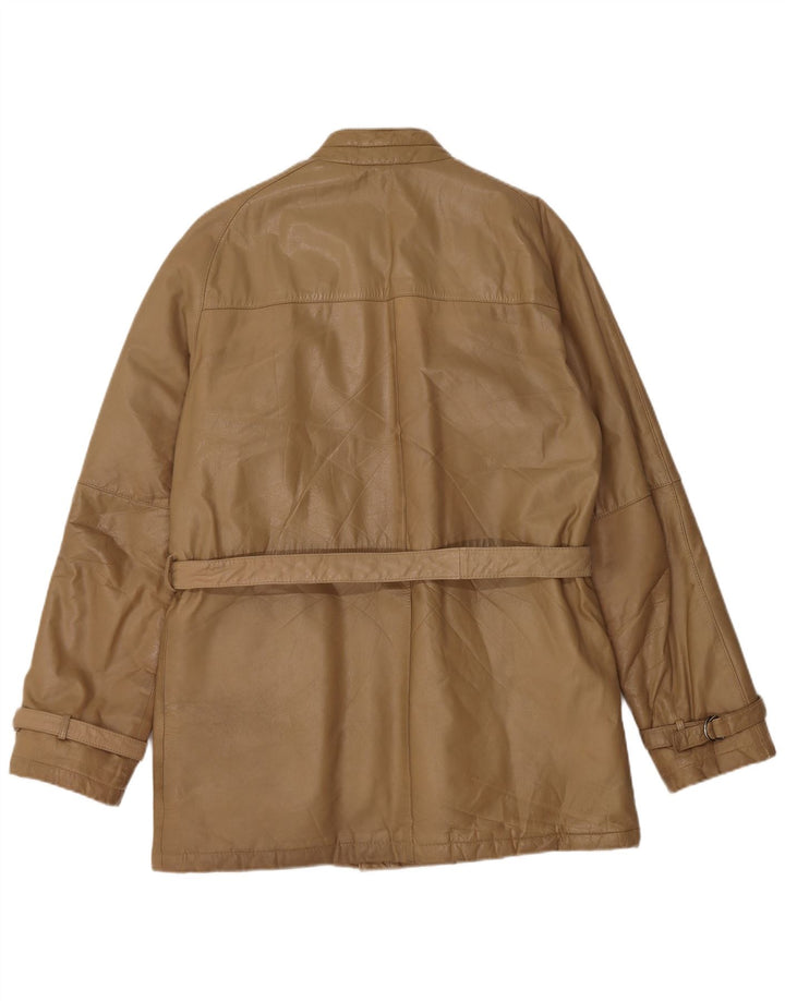 Vintage Herre Læderjakke IT 48 Medium Beige Læder