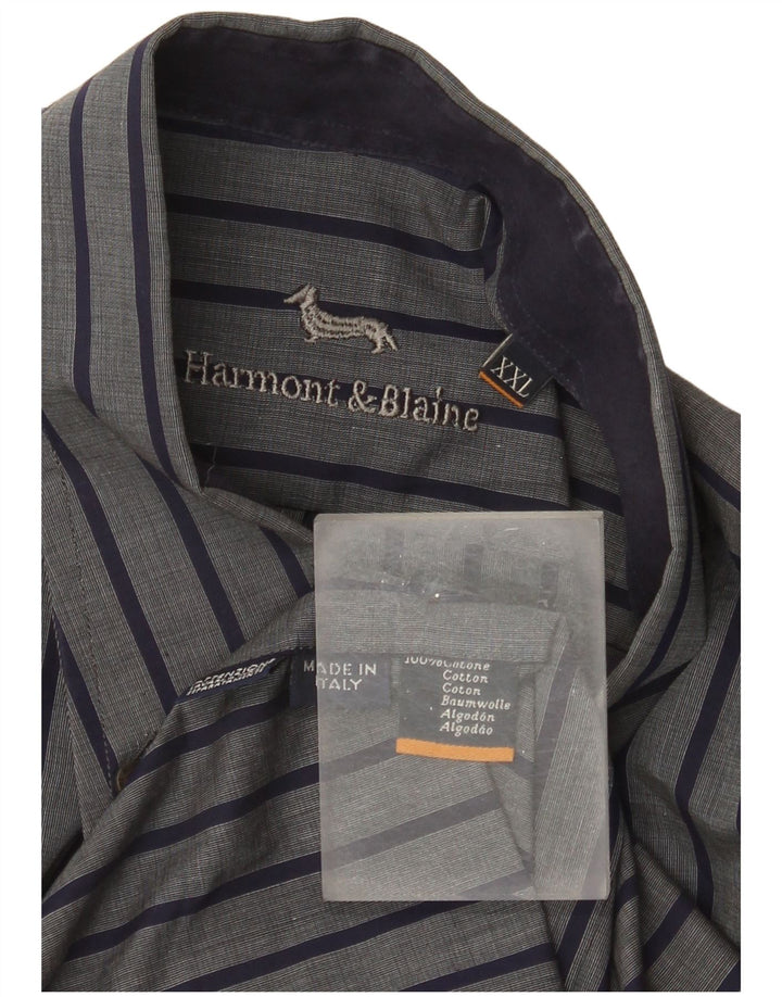 Harmont & Blaine herreskjorte 2XL gråstribet bomuld