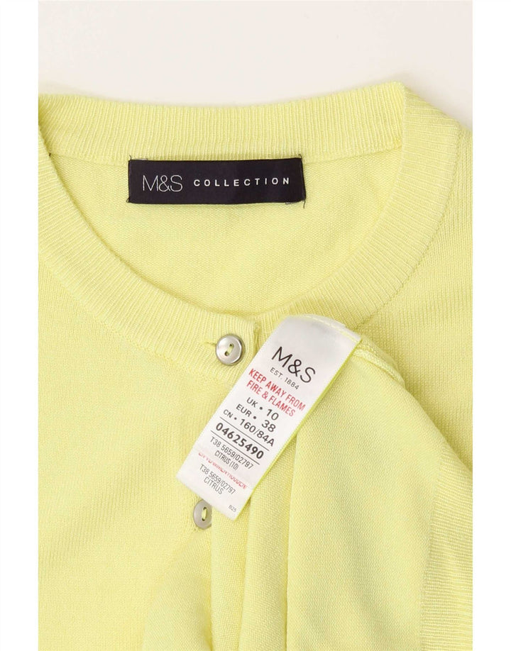 Marks & Spencer Dame Cardigan Sweater UK 10 Small Yellow Viscose
