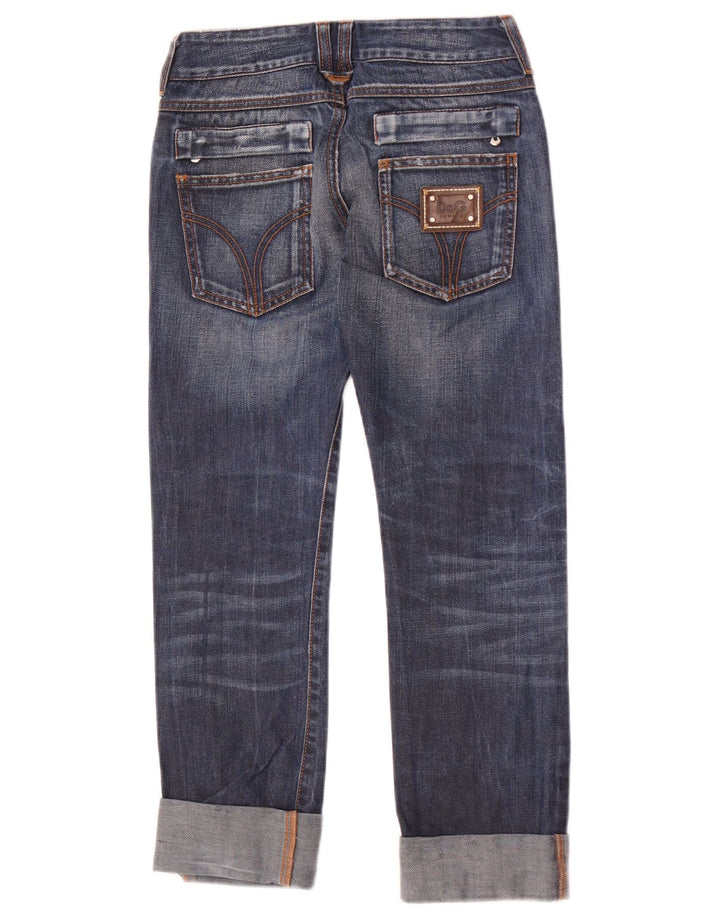 Dolce & Gabbana Straight Jeans til kvinder XS W26 L30 Blå Patchwork Bomuld