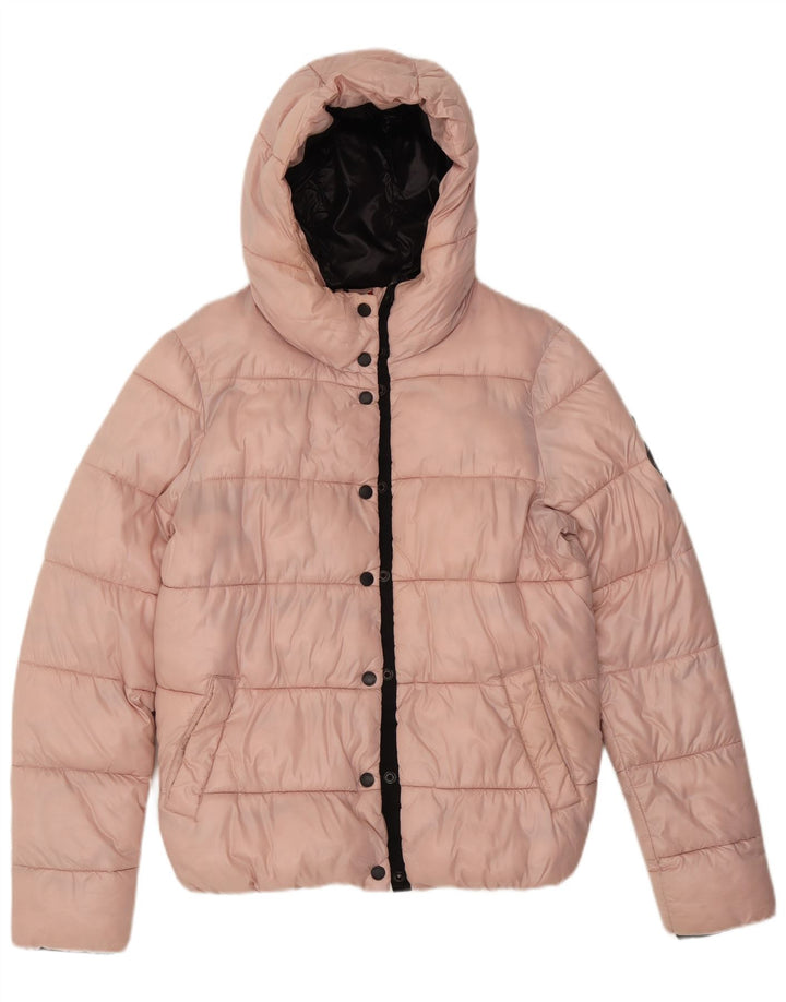 Superdry Polstret hættejakke til kvinder UK 12 Medium Pink Nylon