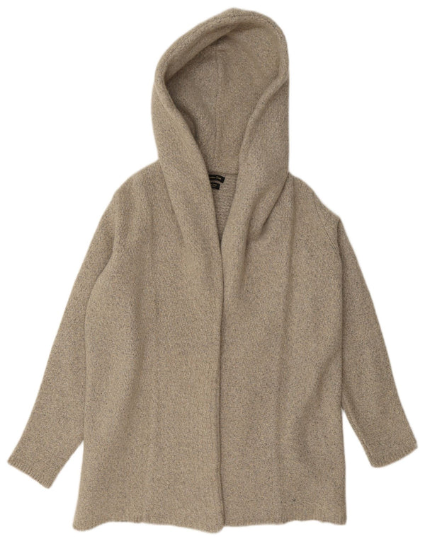 Massimo Dutti Dame Hætte Åben Cardigan Sweater UK 14 Stor Beige