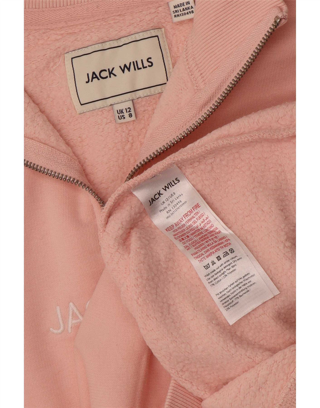 Jack Wills Dame Oversized Grafisk Sweatshirt Jumper UK 12 Medium Pink