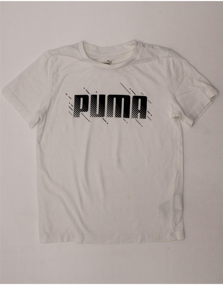 PUMA Boys Graphic T-Shirt Top 9-10 Years White Cotton Vintage Puma and Second-Hand Puma from Messina Hembry 