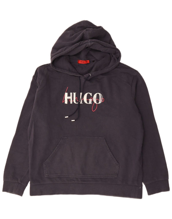 Hugo Boss Grafisk hættetrøje til mænd XL marineblå bomuld