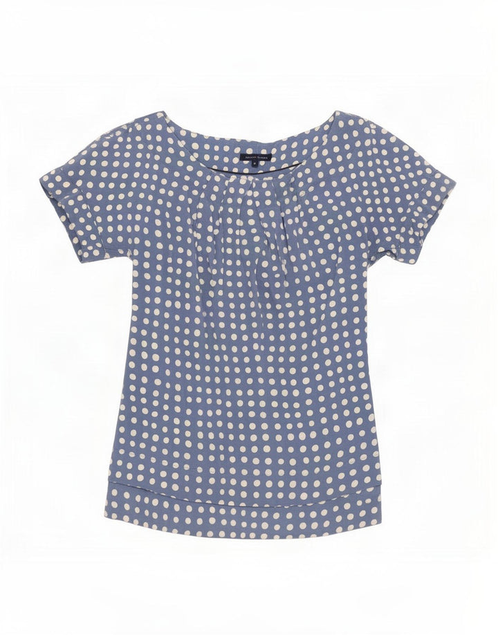 Tommy Hilfiger Damebluse Top US 8 Medium Blue Polka Dot Silk
