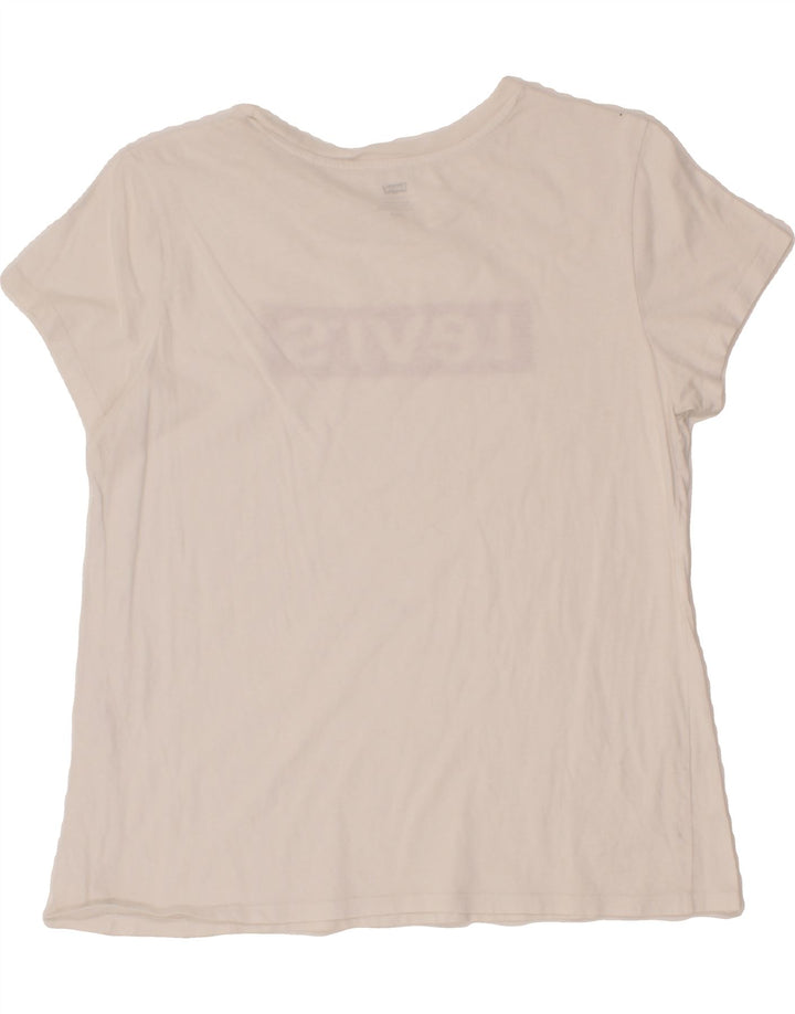 LEVI'S Womens Graphic T-Shirt Top UK 14 Large White Vintage Levi's and Second-Hand Levi's from Messina Hembry 