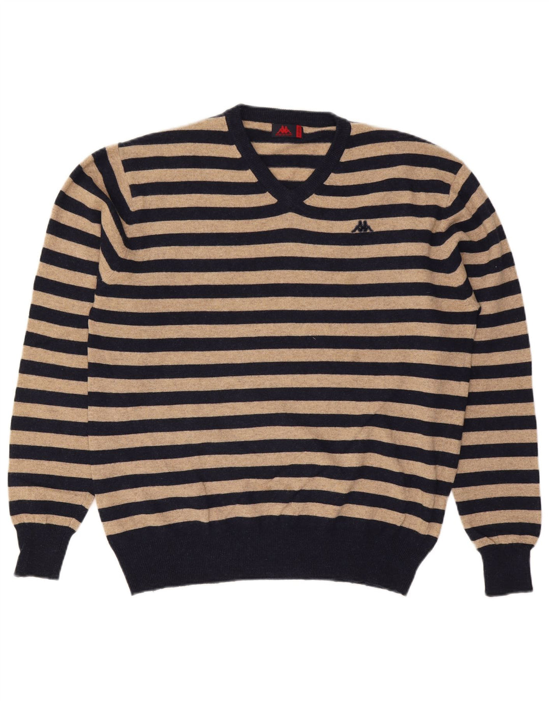 Kappa Herre V-hals sweater XL Beige Stribet Uld