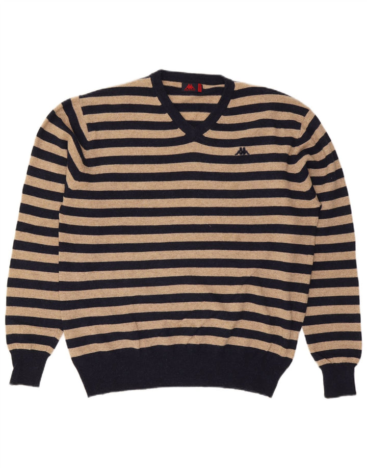 Kappa Herre V-hals sweater XL Beige Stribet Uld