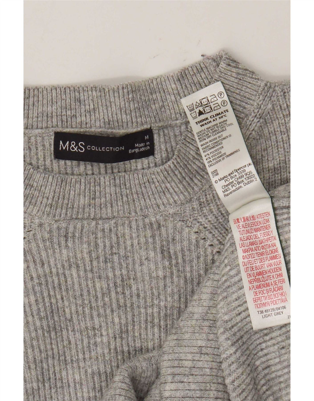 Marks & Spencer Dame sweater med rund hals DK 12 Medium Grey Flecked