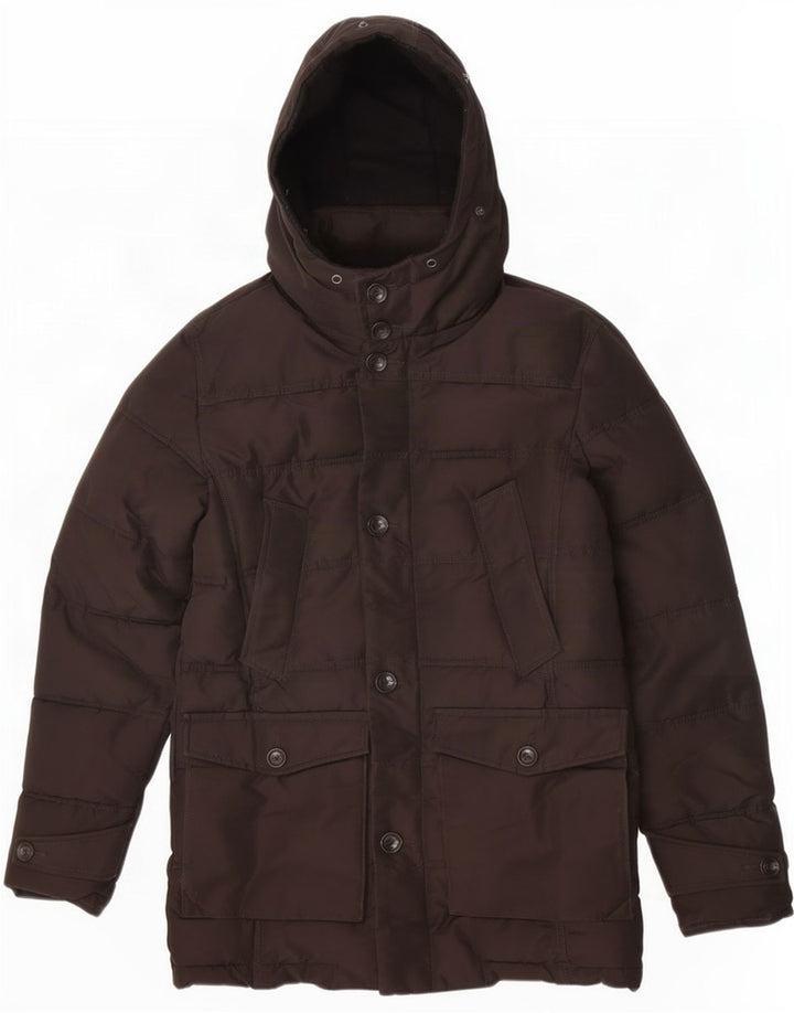 Zara Herre hættepolstret jakke UK 38 Medium Brown Polyester