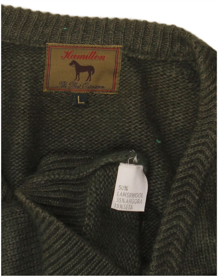 HAMILTON Herre V-hals sweater Stor kaki lammeuld