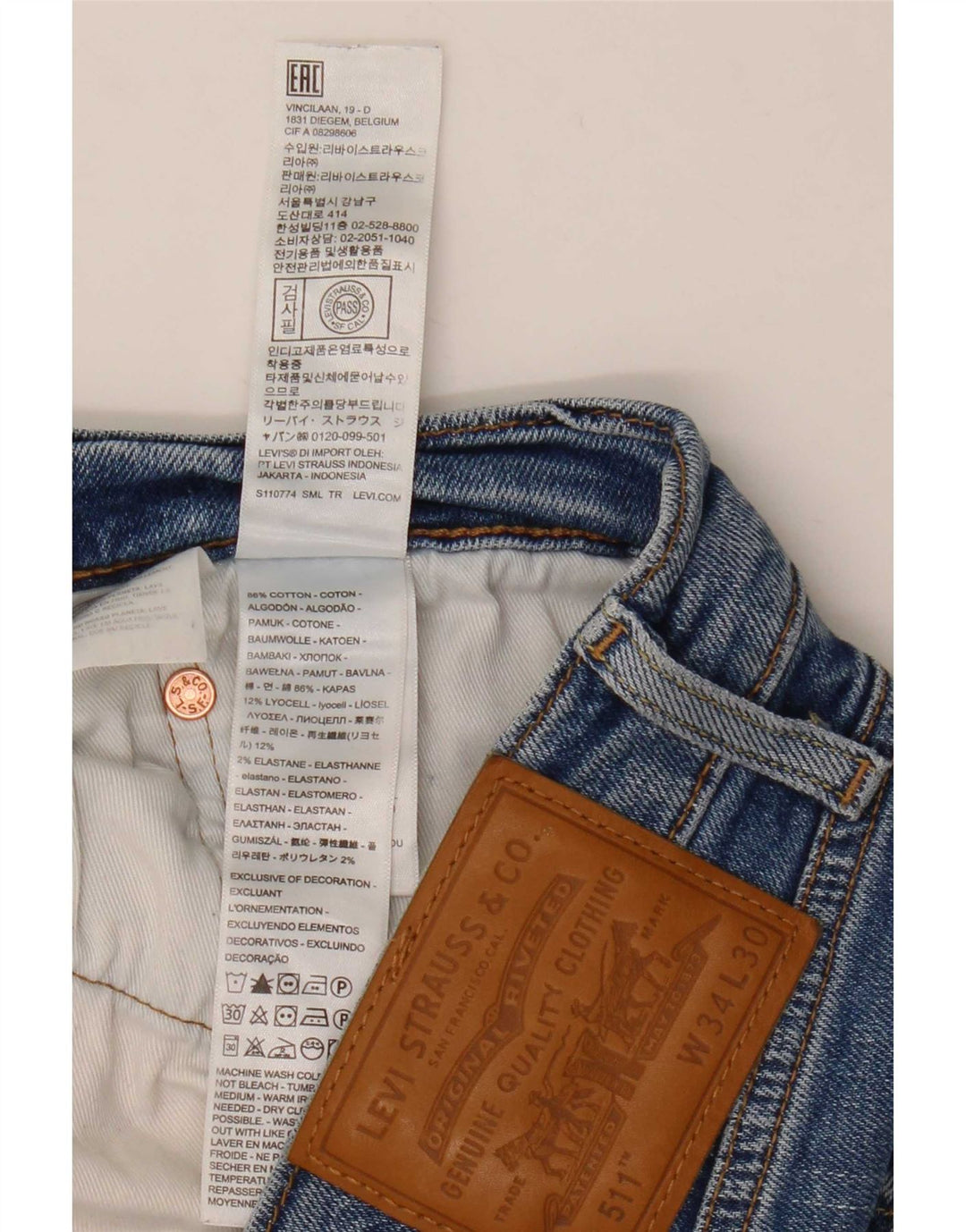 Levi's Herre 511 Slim Jeans W34 L30 Blå Bomuld