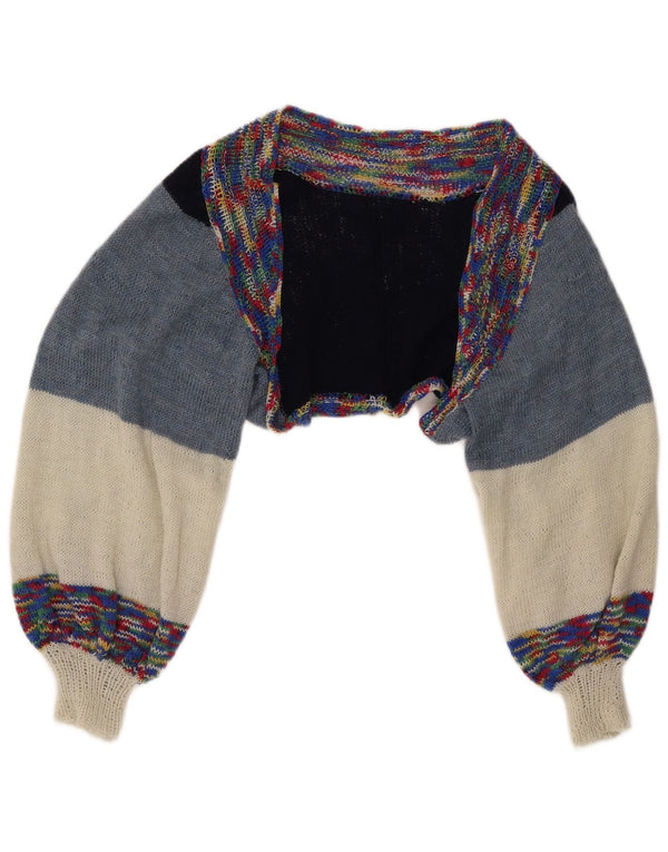 Vintage Womens Crop Bolero Jumper UK 14 Medium Flerfarvet Colourblock
