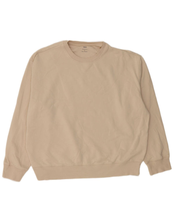 Marks & Spencer Womens Relaxed Fit Sweatshirt Jumper UK 18 XL Beige Cotton