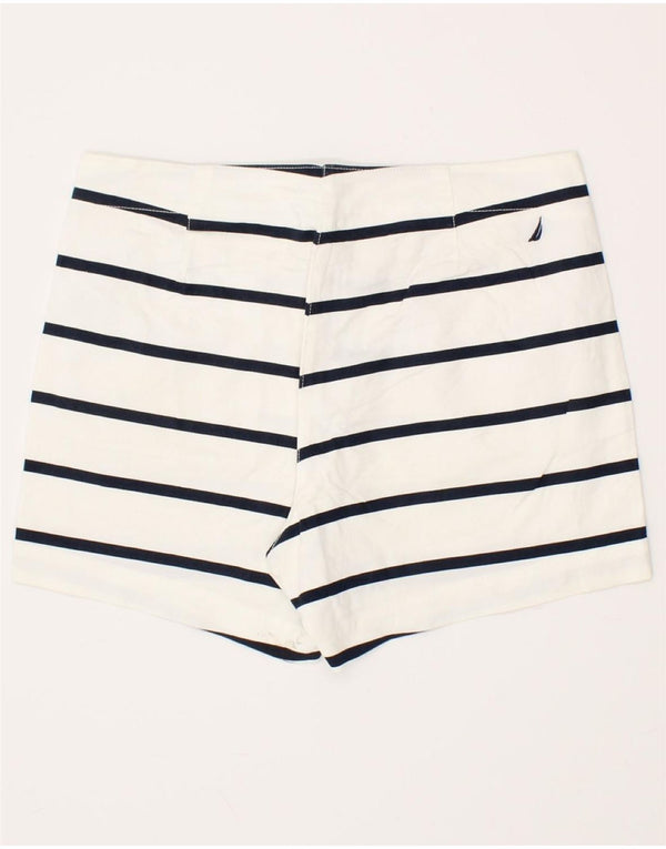 NAUTICA Womens Hot Pants US 8 Medium W30  White Striped Cotton