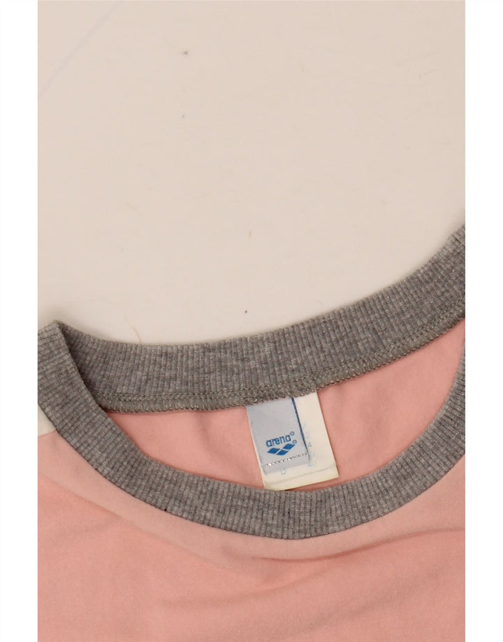 ARENA Dame Crop Grafisk T-Shirt Top UK 14 Medium Pink Colourblock Bomuld