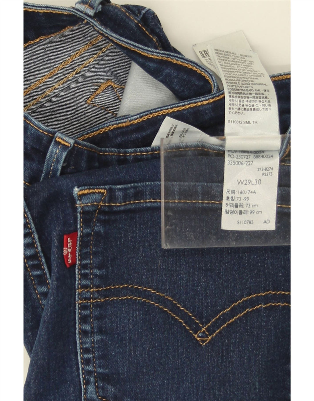 LEVI'S Dame 712 Slim Jeans W29 L30 Marineblå Bomuld