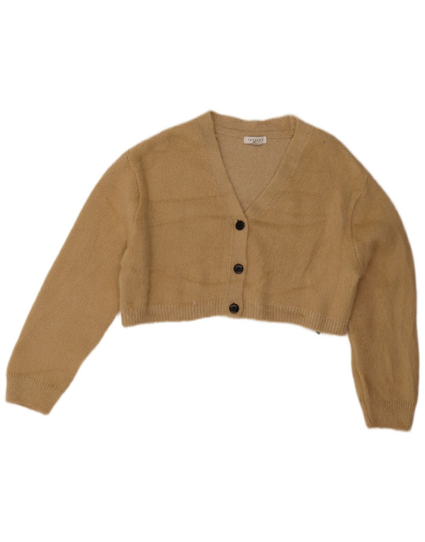 Topshop Womens Crop Oversized cardigan sweater UK 10 Small Beige Acryl