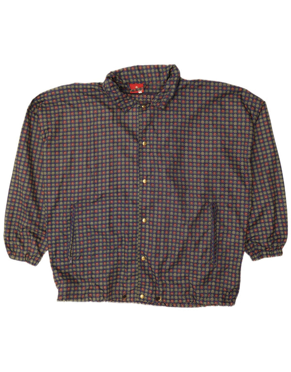 VINTAGE Herre Oversized Bomber Jacket UK 40 Large Blue Polka Dot