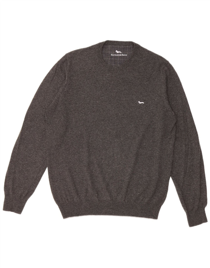 Harmont & Blaine herre sweater med rund hals, stor grå bomuld