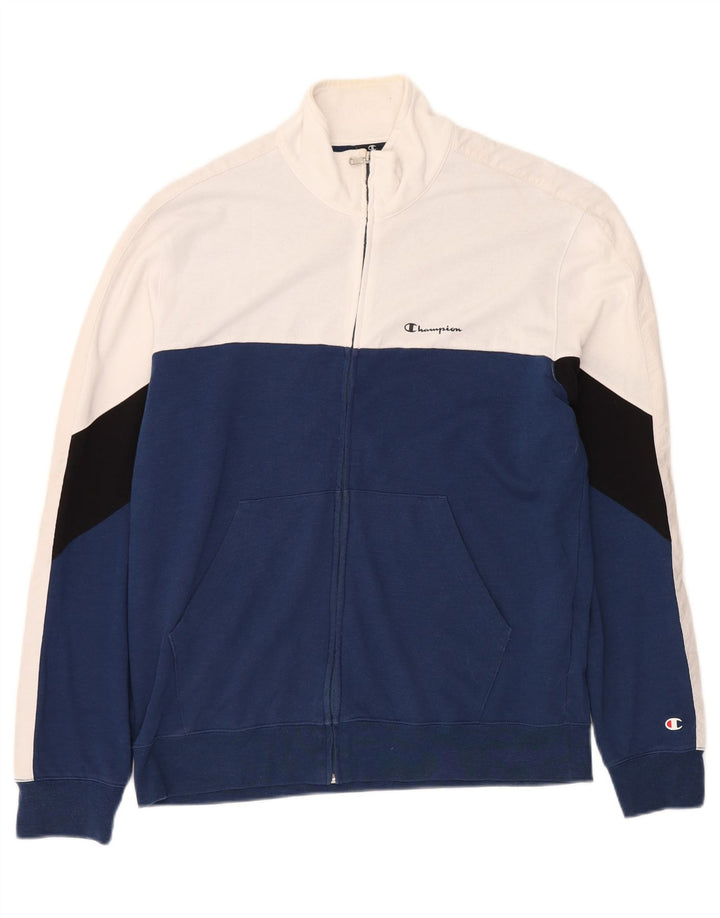 CHAMPION Træningsdragt til mænd Topjakke XL Blå Colourblock Bomuld