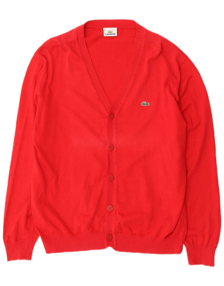 Lacoste Herre Cardigan Sweater Størrelse 5 Large Rød Bomuld