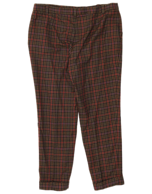 Luisa Spagnoli Dame Slim Cropped Trousers IT 48 XL W36 L27 Khaki Gingham