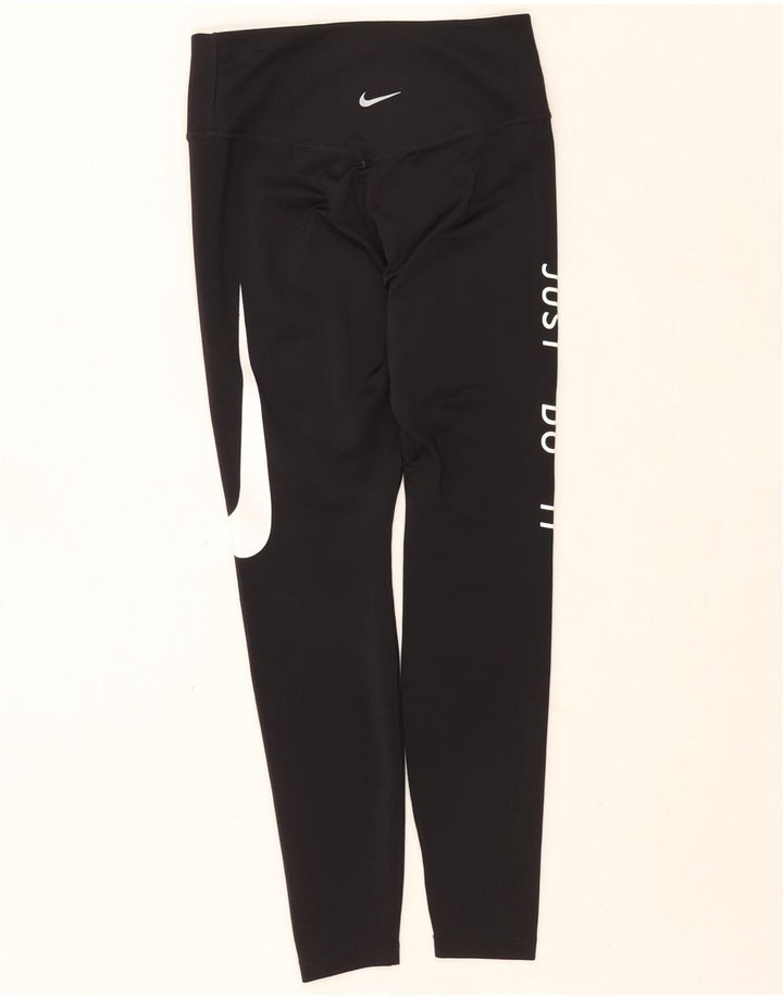 Nike Dame Dri Fit Graphic Crop Leggings UK 8 Small Black Polyester