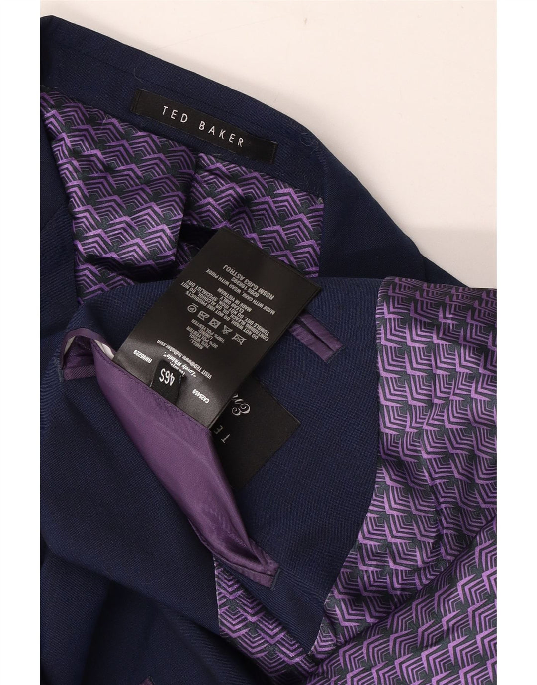 Ted Baker Herre 2 Button Blazer Jacket UK 46 3XL Navy Blue Wool