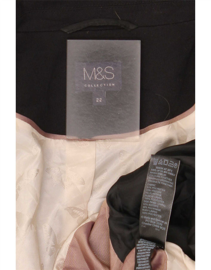 Marks & Spencer Dame 1 Knap Blazer Jacket UK 22 3XL Sort Polyester