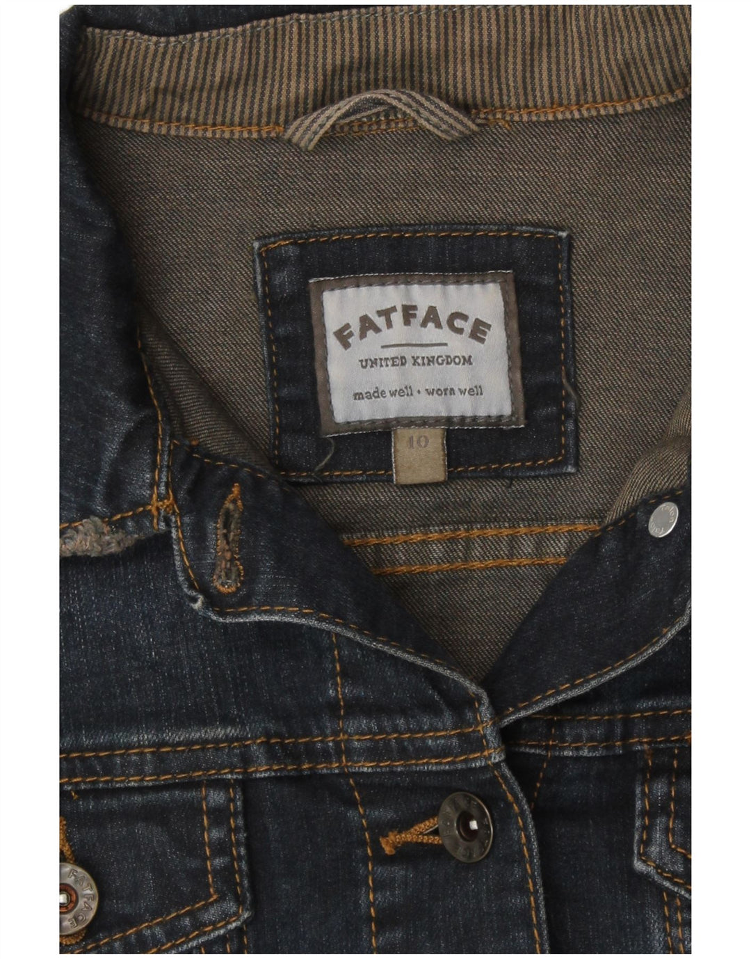 Fat Face Dame Denim Jacket UK 10 Small Navy Blue Cotton