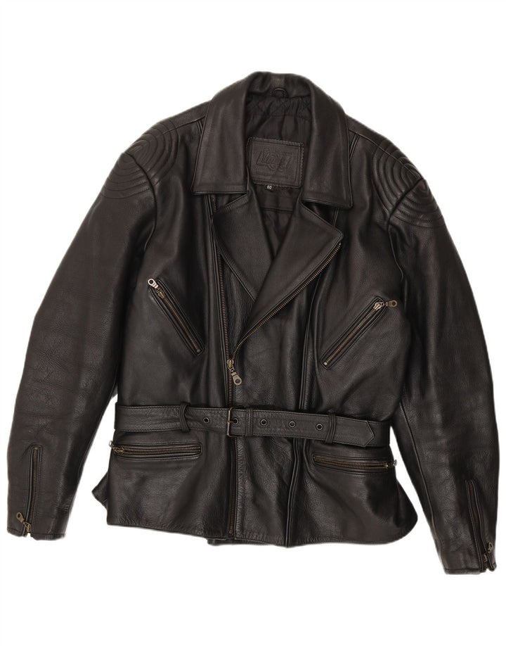 Louis Herre Læder Biker Jacket UK 42 XL Sort Læder