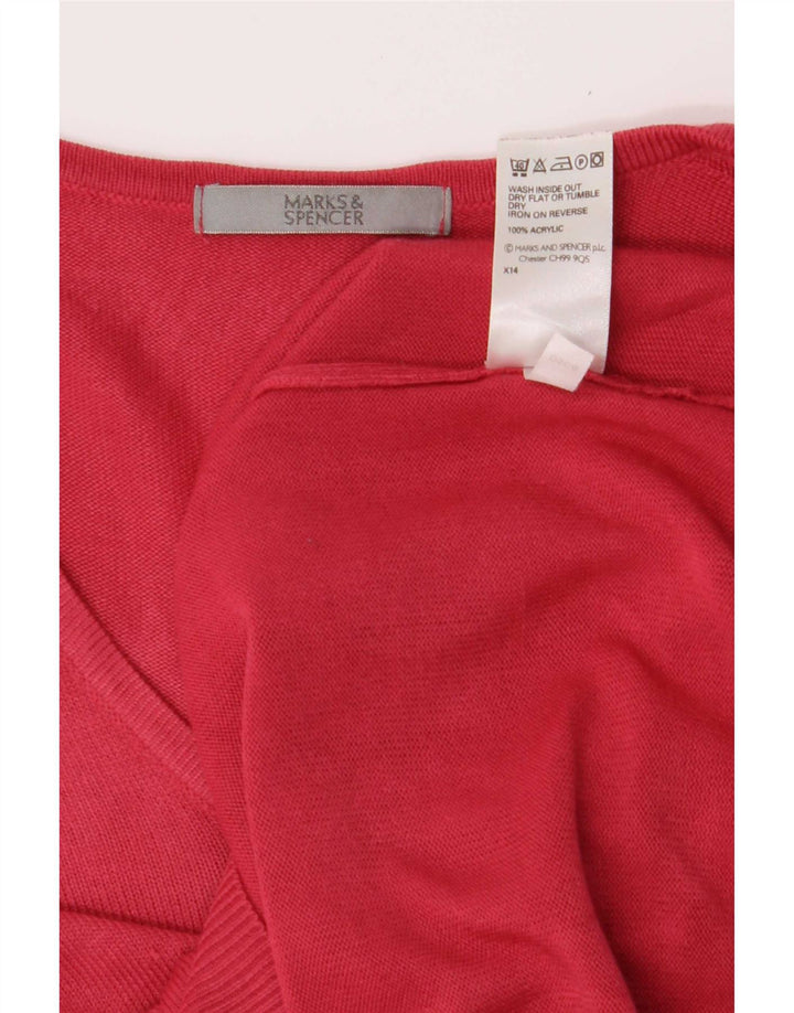 Marks & Spencer Dame V-hals sweater UK 8 Small Pink Acryl