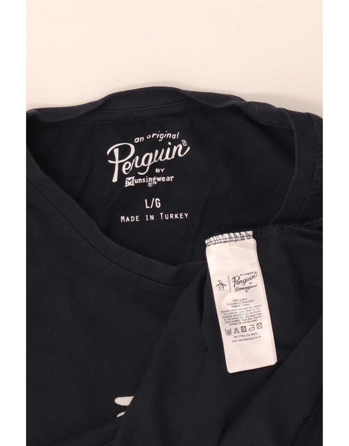 Penguin Herre grafisk T-shirt Top Stor marineblå bomuld