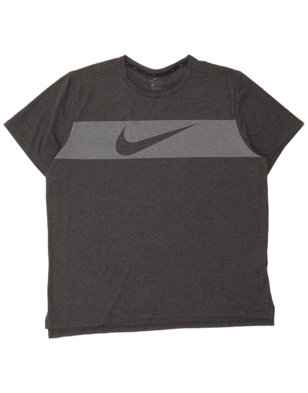 NIKE herre Dri Fit grafisk T-shirt top 2XL grå nålestribet bomuld