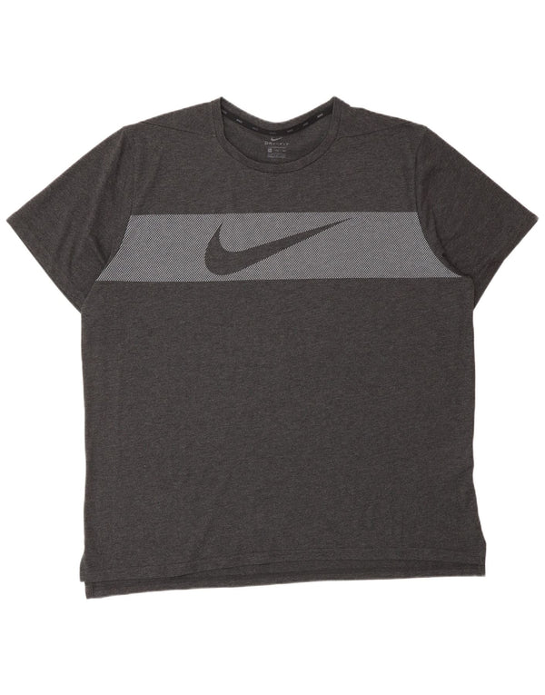 NIKE herre Dri Fit grafisk T-shirt top 2XL grå nålestribet bomuld