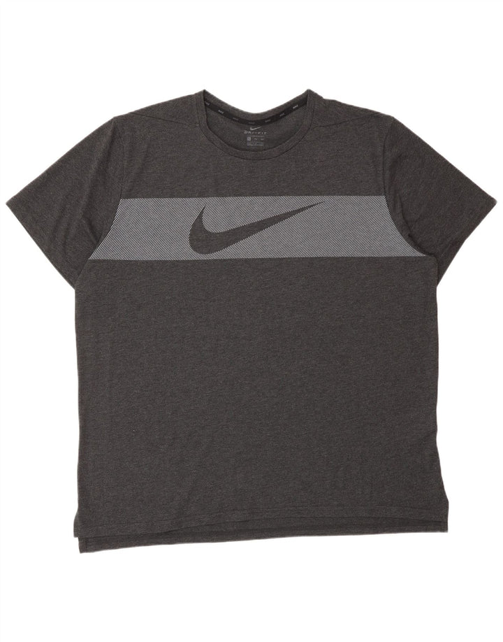 NIKE herre Dri Fit grafisk T-shirt top 2XL grå nålestribet bomuld