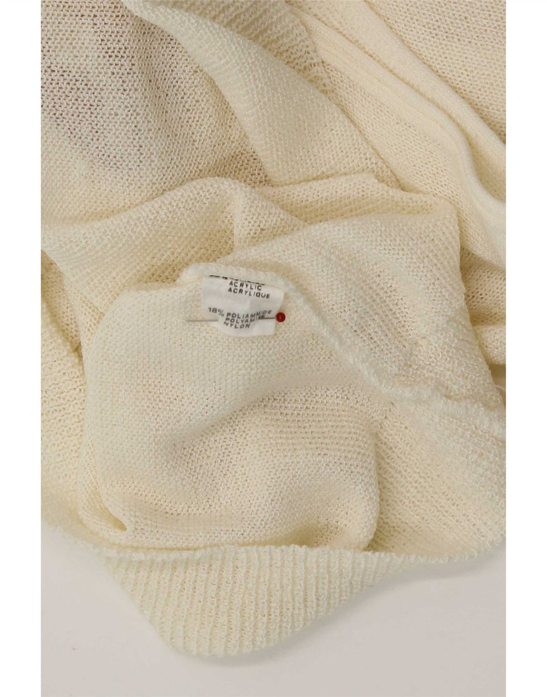 Vintage ærmeløs bluse til kvinder IT 44 Medium Off White Akryl