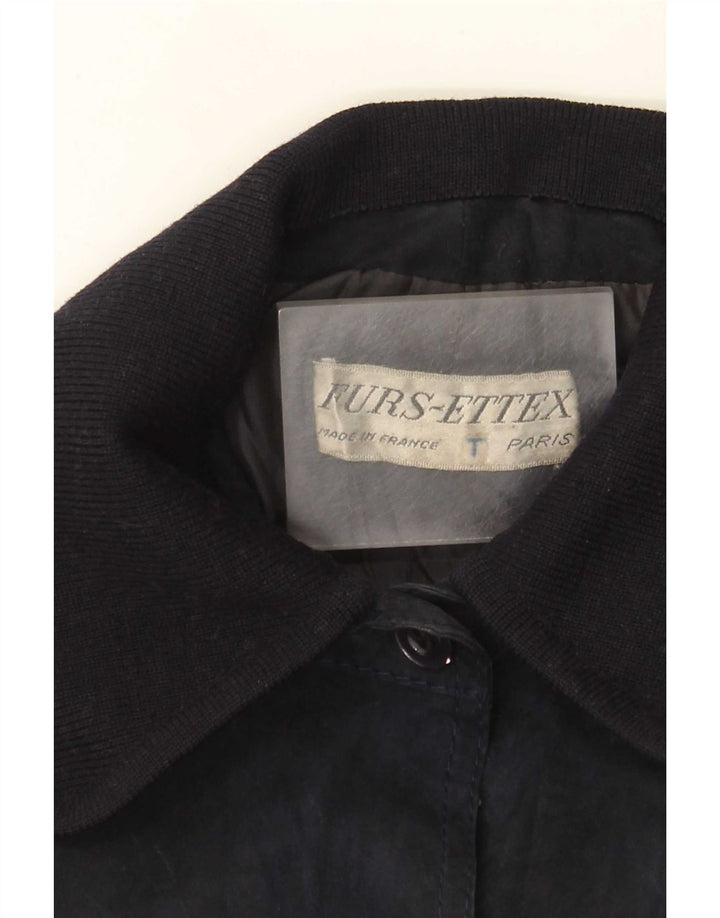 Vintage ruskindsfrakke til kvinder UK 10 Small Navy Blue