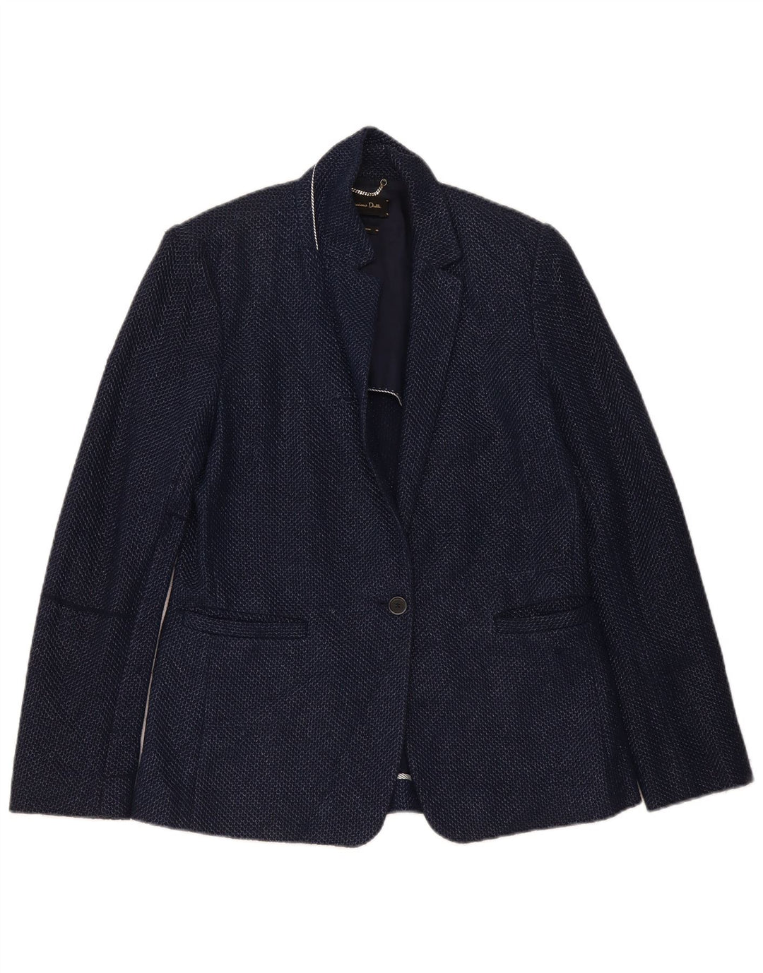 Massimo Dutti Dame 1 Knap Blazer Jakke EU 40 Medium Navy Blue Bomuld