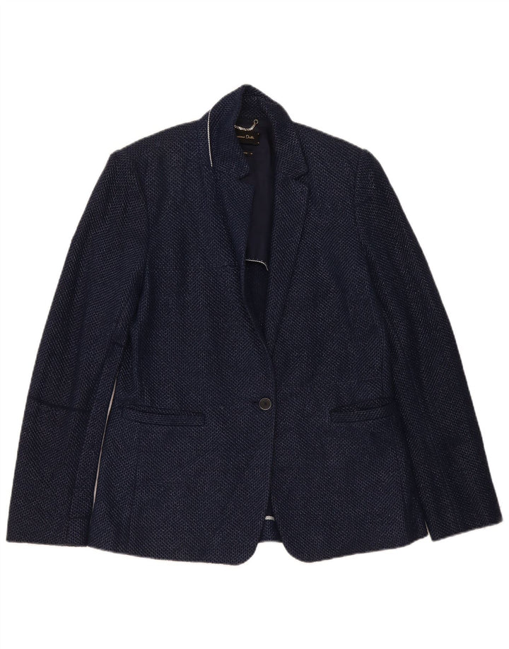Massimo Dutti Dame 1 Knap Blazer Jakke EU 40 Medium Navy Blue Bomuld