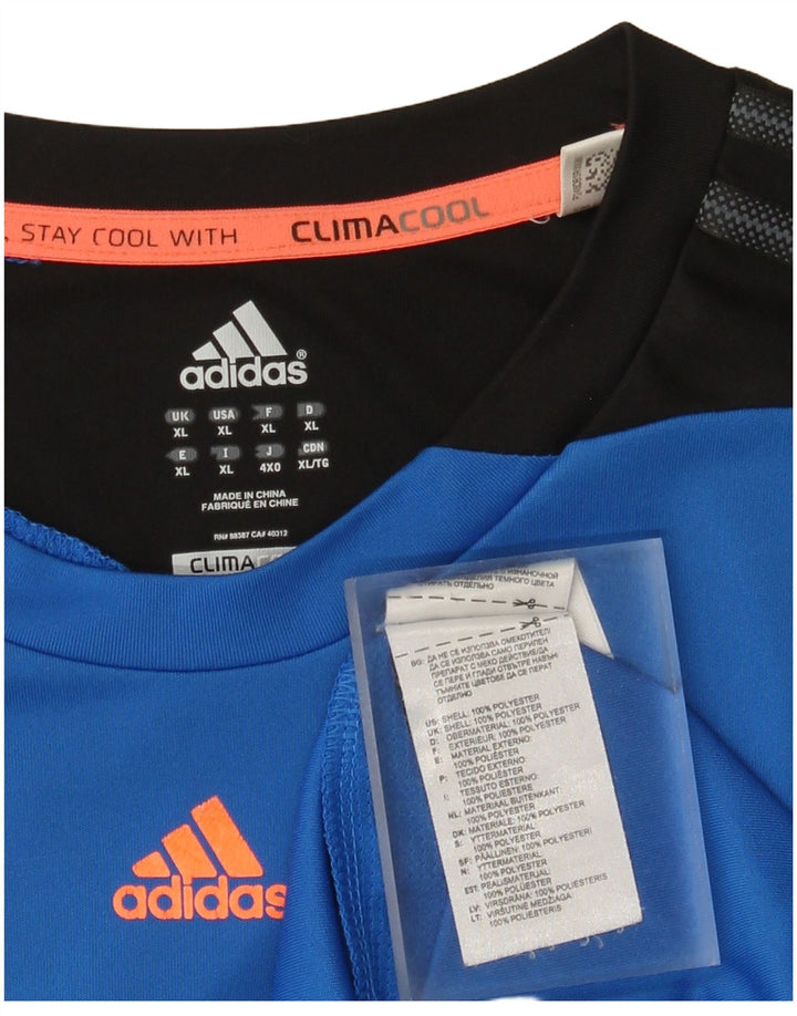 Adidas Herre Climacool T-Shirt Top XL Blå Colourblock Polyester