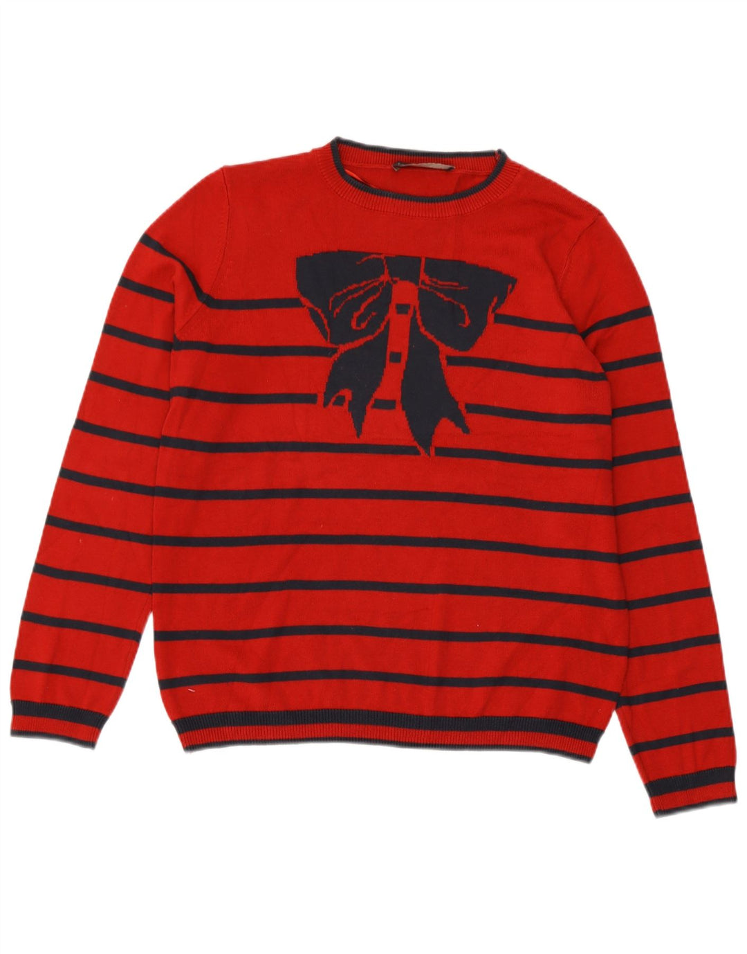 Marks & Spencer Dame sweater med rund hals DK 14 Stor rød stribet