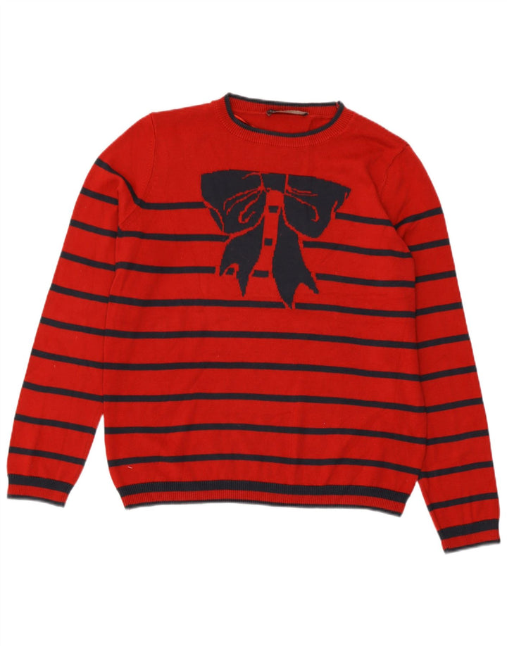 Marks & Spencer Dame sweater med rund hals DK 14 Stor rød stribet