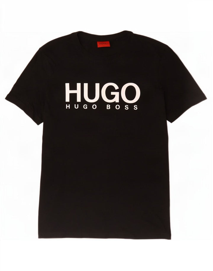 Hugo Boss Herre grafisk T-shirt Top Medium Sort Bomuld