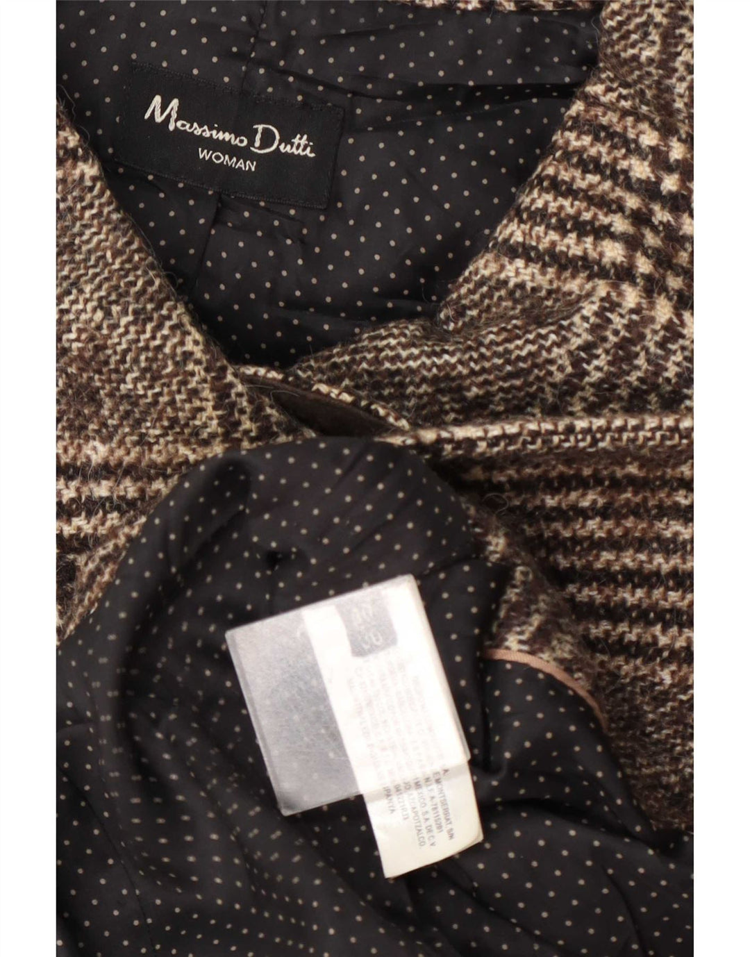 Massimo Dutti Dame Dobbeltradet Frakke EU 40 Medium Brown Houndstooth