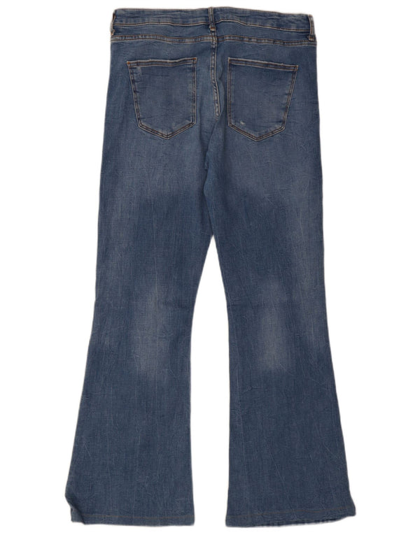 Zara Dame Flared Jeans EU 44 XL W34 L31 Blå Bomuld