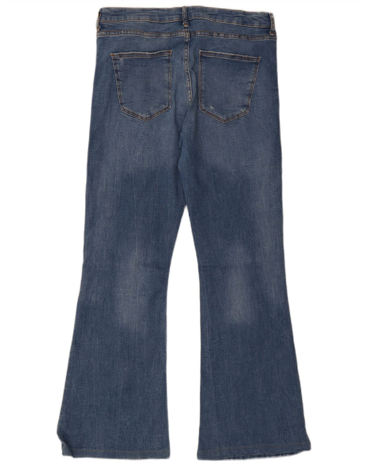 Zara Dame Flared Jeans EU 44 XL W34 L31 Blå Bomuld